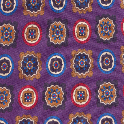 Cravate aubergine avec motifs en soie